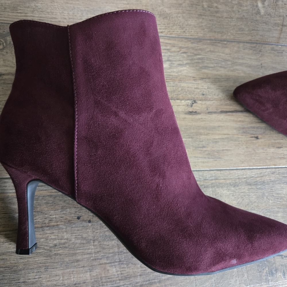 Kelly & Katie Deep Merlot Wine Microsuede Evia Booties Size 11 - Picture 5 of 7